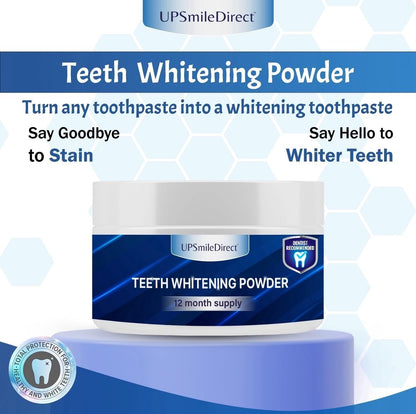 UPSmileDirect Teeth Whitening Powder - 1 Year Supply | Dentist Approved | Enamel-Safe & Sensitivity-Free | Cool Gel Mint Flavour | Removes Years of Stains