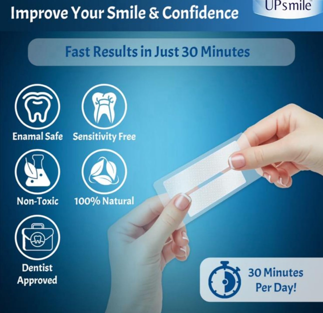 Professional Teeth Whitening Strips 7 Treatments - Peroxide Free - Non Sensitive Teeth Whitening - Pack of 14 Strips