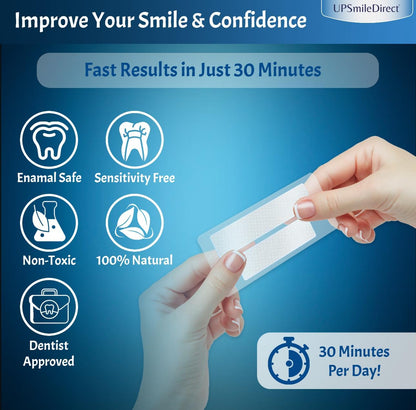 UPSmileDirect Professional Teeth Whitening Strips 14 Treatments -Enamel Safe - Non-Sensitive - 28 Peroxide-Free Strips -Dentist Formulated Teeth Kit