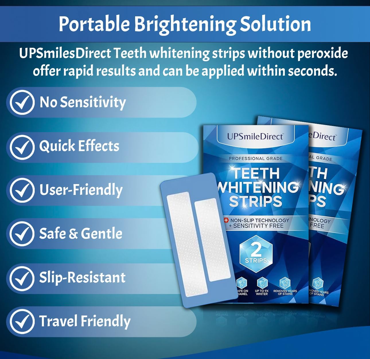 Professional Teeth Whitening Strips 7 Treatments - Peroxide Free - Non Sensitive Teeth Whitening - Pack of 14 Strips