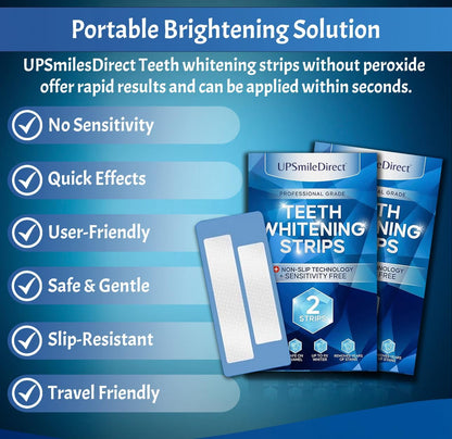 Professional Teeth Whitening Strips 7 Treatments - Peroxide Free - Non Sensitive Teeth Whitening - Pack of 14 Strips
