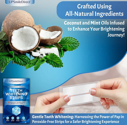 Professional Teeth Whitening Strips 7 Treatments - Peroxide Free - Non Sensitive Teeth Whitening - Pack of 14 Strips